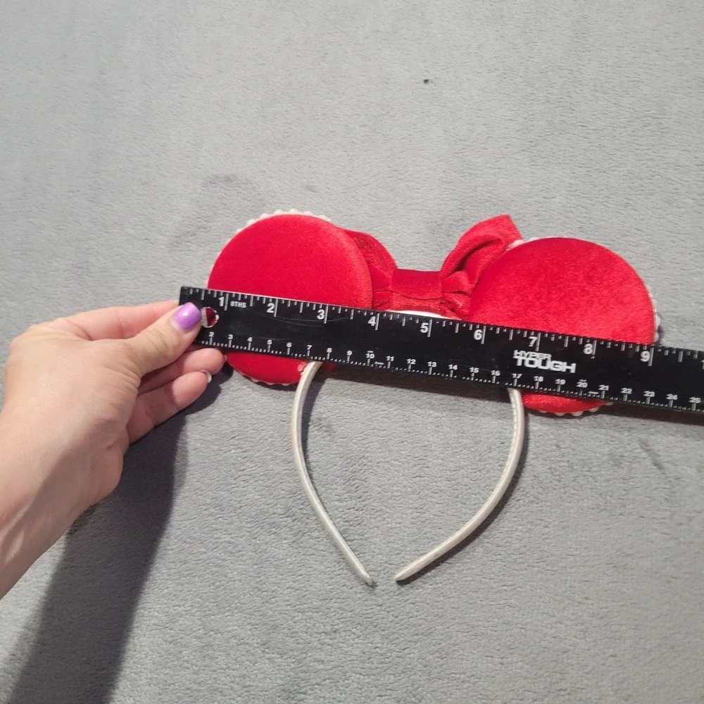 Minnie Mouse Ears Women Red‎ Velvet Pearl Mickey Disney Style Coquette